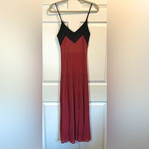 Metallic knit color blocked Maxi Dress